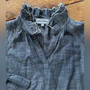Chris Benz Frayed Denim Blouse